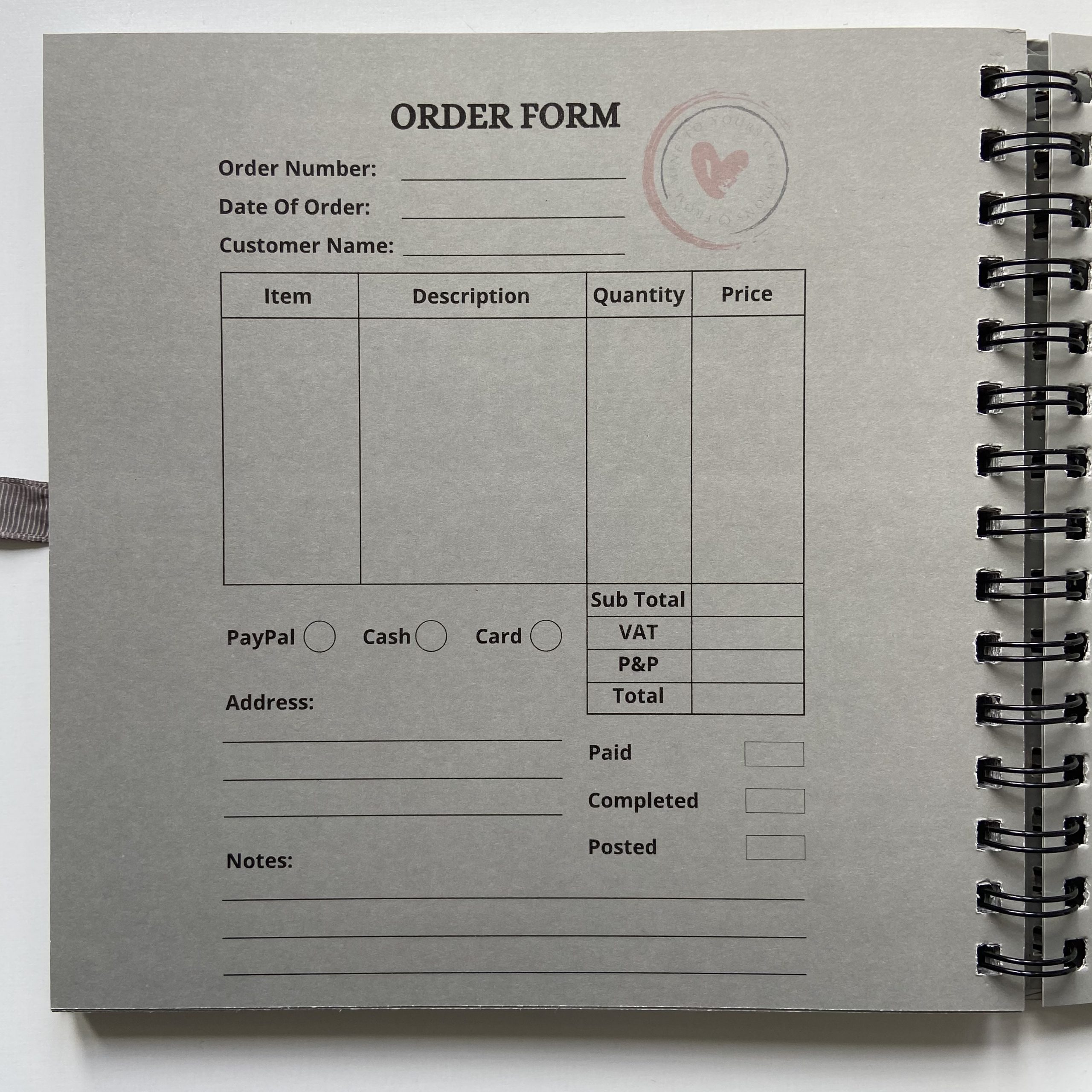 Personalised Small Business Hard Back Order Book - Image 3
