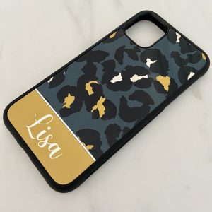 Personalised Phone Case Green Leopard Print
