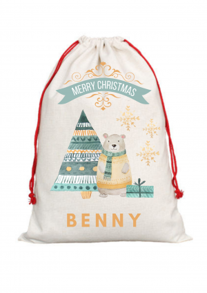 Personalised Christmas Bear Sack