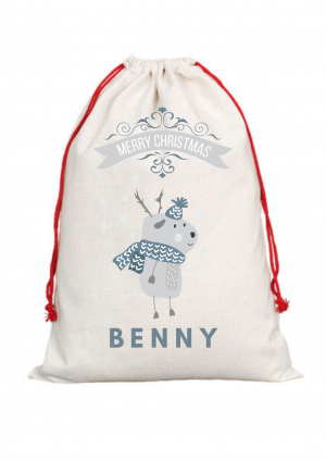Personalised Christmas Blue Bear Sack