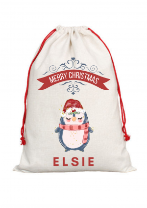 Personalised Christmas Penguin Sack
