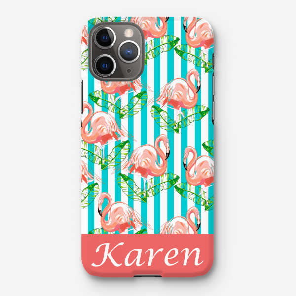 Personalised Phone Case - Stripy Flamingos