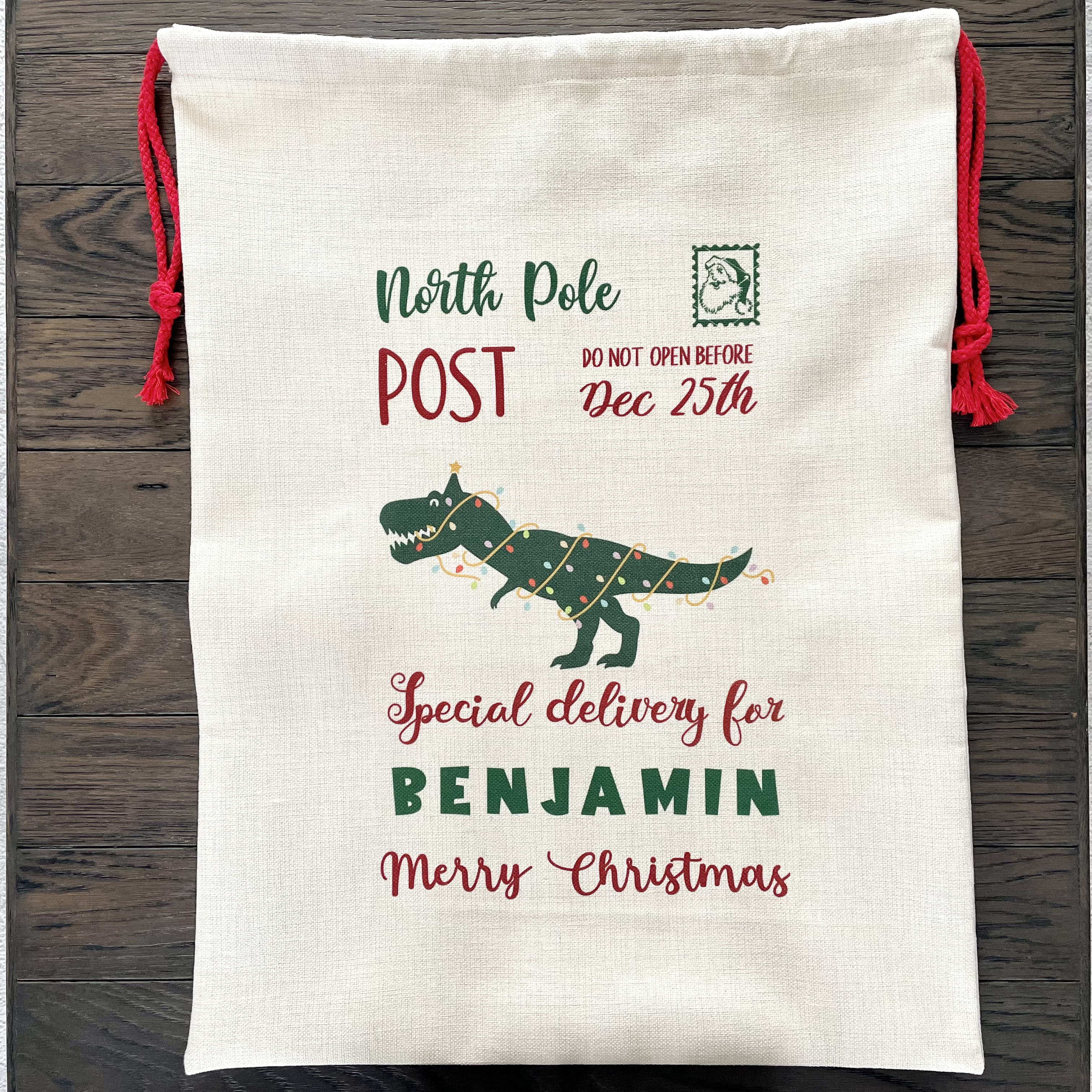 Personalised Dinosaur Christmas Sack - Image 3