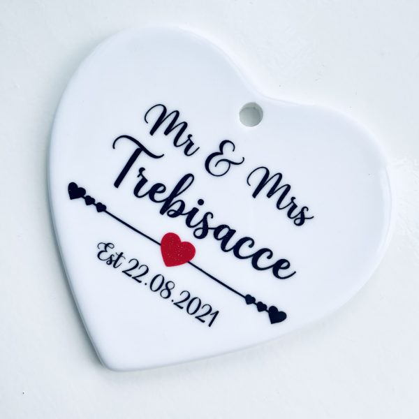 Personalised Mr & Mrs Ceramic Decoration Gift