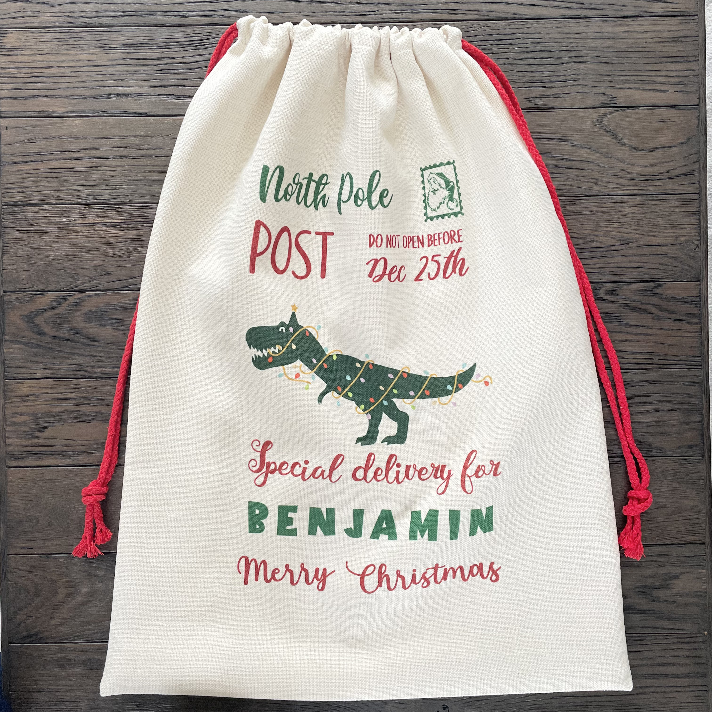 Personalised Dinosaur Christmas Sack - Image 2