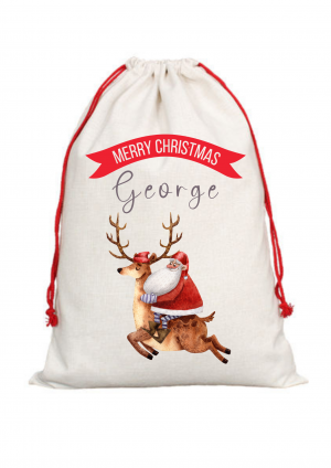 Personalised Santa Reindeer Christmas Sack