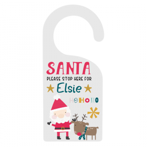Personalised Red Santa Stop Here Door Hanger