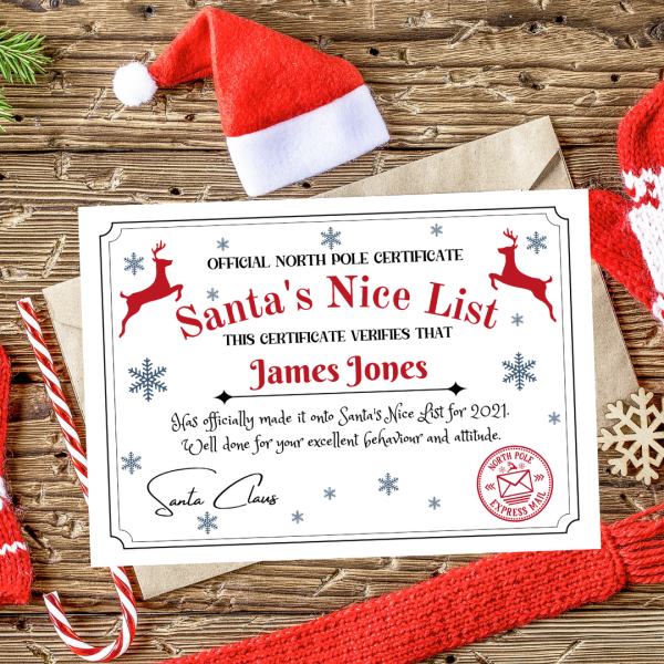 Snowflake Personalised Santa's Nice List Certificate