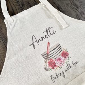 Personalised Linen Apron - Mixing Bowl Design
