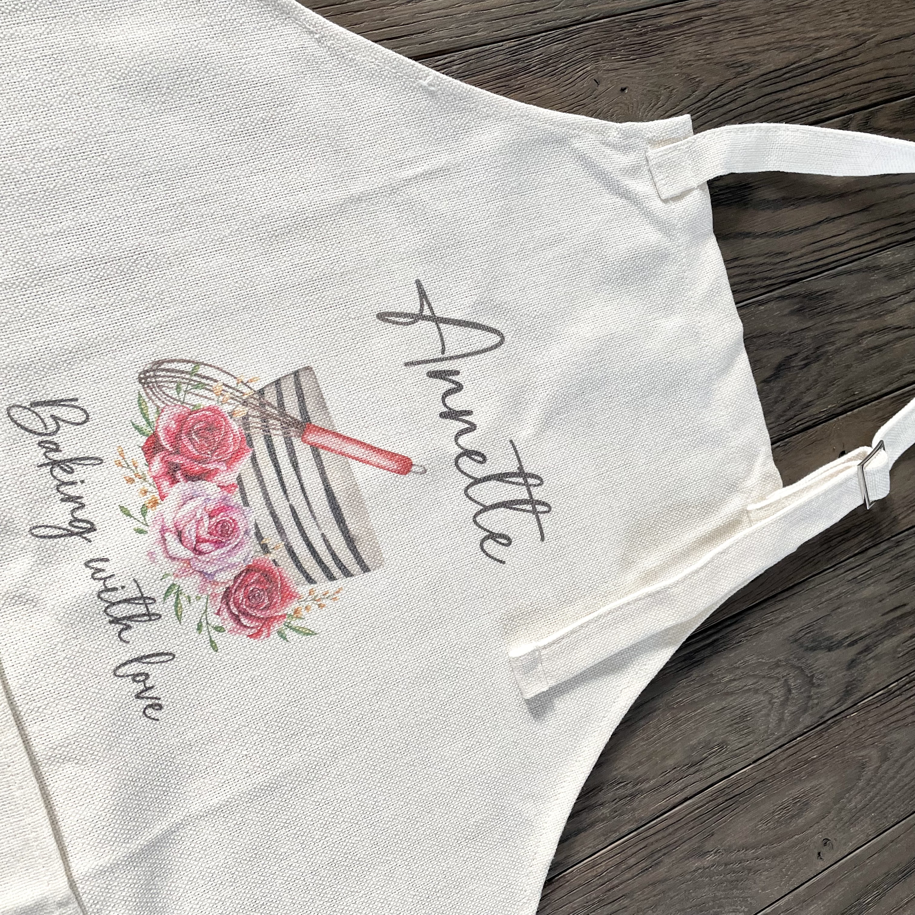 Personalised Linen Apron - Mixing Bowl Design - Image 2
