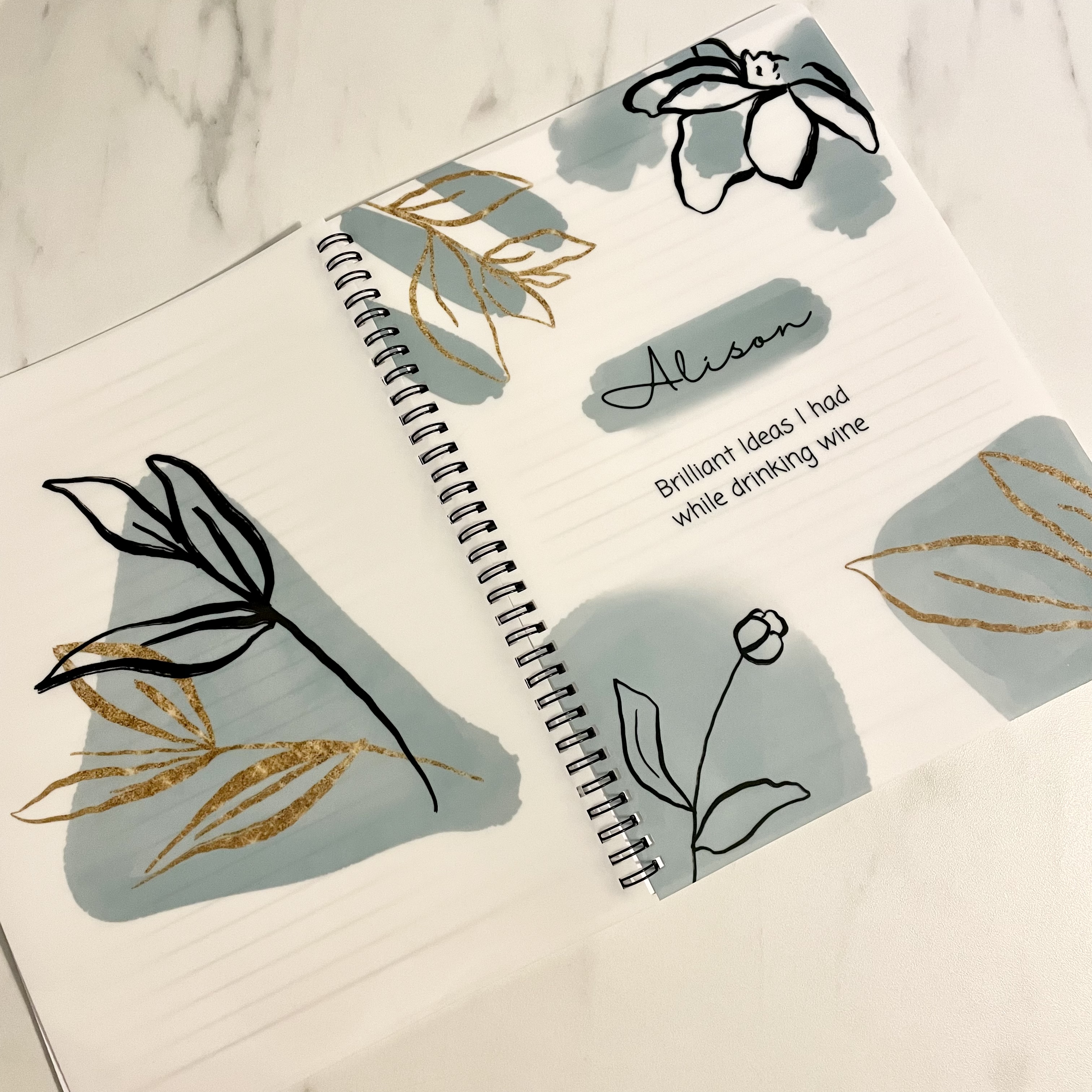 Blue Personalised Notebook - Brilliant Ideas I Had While Drinking Wine - Image 2