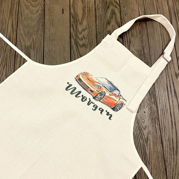 Personalised Children's Linen Apron - Car Design