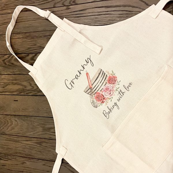 Personalised Linen Apron - Mixing Bowl Design - Image 3