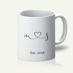 Personalised Couples Love Heart Initials Mug