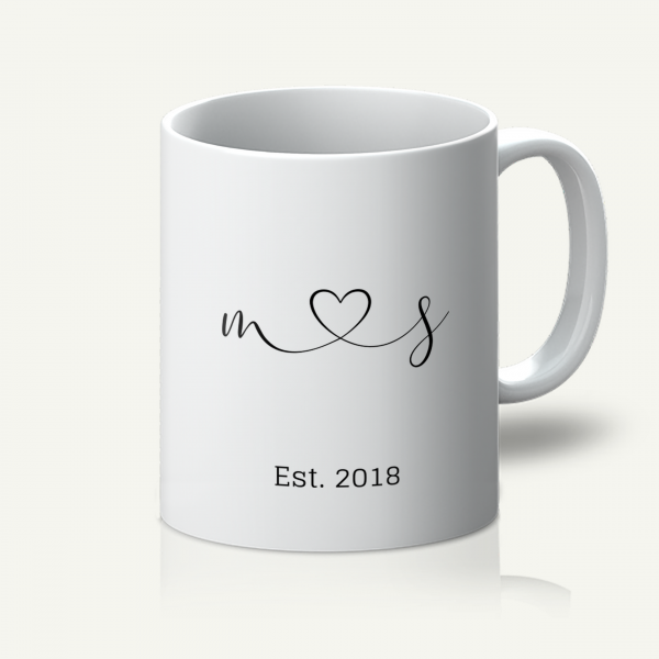 Personalised Couples Love Heart Initials Mug