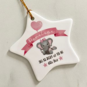 Personalised New Baby Keepsake Ceramic Decoration Gift