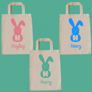 Personalised Bunny Gift or Easter Egg Hunt Bag