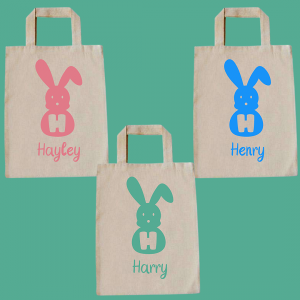 Personalised Bunny Gift or Easter Egg Hunt Bag