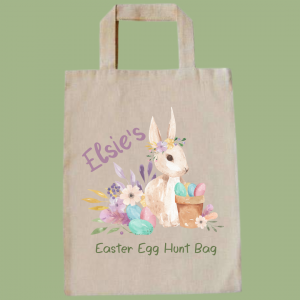 Personalised Floral Bunny Gift or Easter Egg Hunt Bag