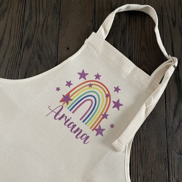 Personalised Children's Linen Apron - Rainbow - Image 2