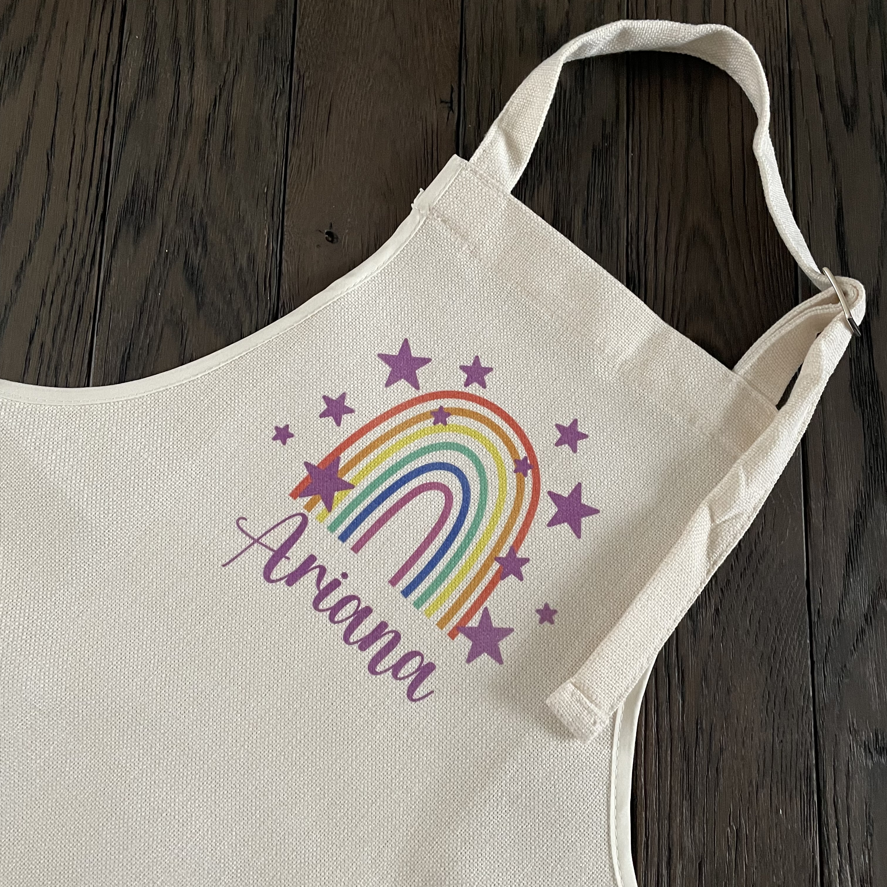 Personalised Children's Linen Apron - Rainbow - Image 2