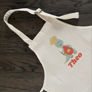 Personalised Children's Linen Apron - Dinosaur Cook