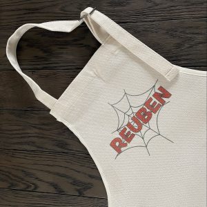 Personalised Children's Linen Apron - Spiderman Inspired Design