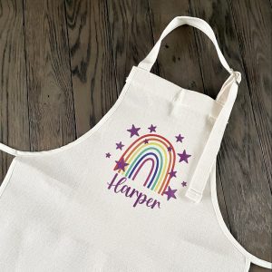 Personalised Children's Linen Apron - Rainbow