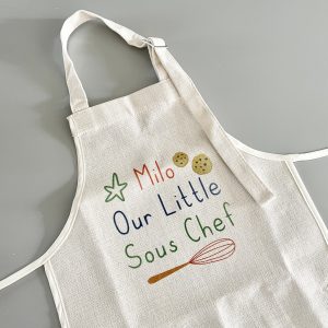 Personalised Children's Linen Apron - Our Little Sous Chef