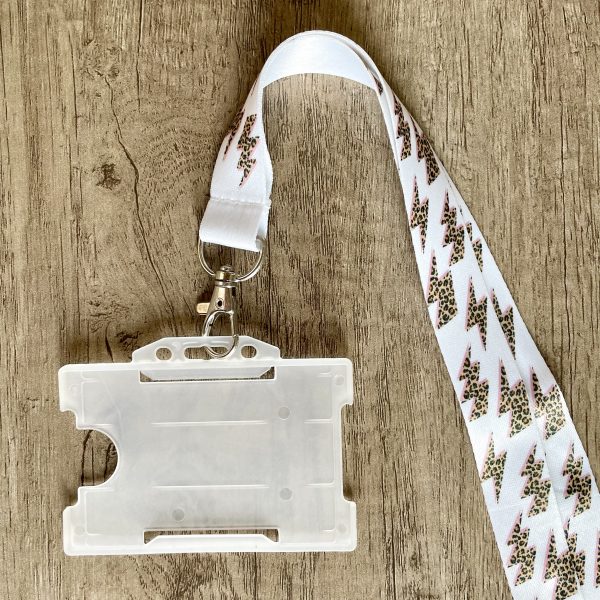 Personalised Leopard Print Lighting Bolt Lanyard | Teacher Lanyard - Image 3