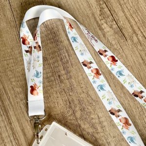 Personalised Cute Woodland Print Lanyard | Teacher Lanyard