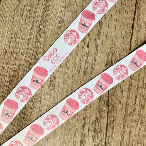Personalised Coffee Cup Print Lanyard | Teacher Lanyard - Image 2