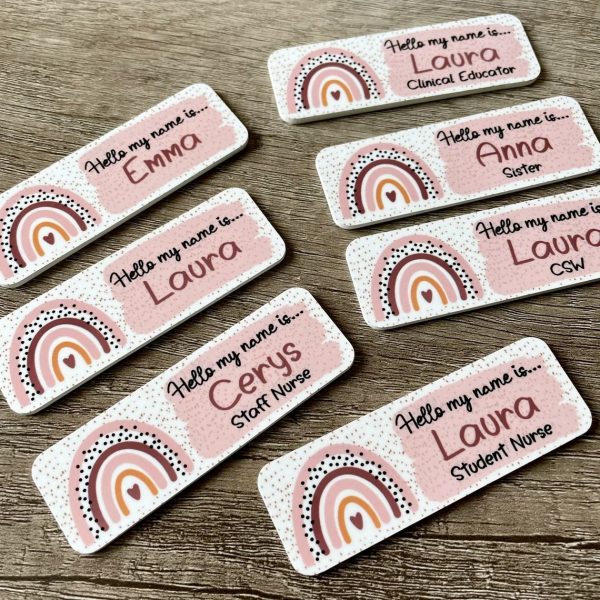 Personalised Hello my name is Rainbow Name Badge
