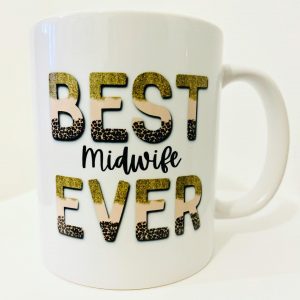 Personalised best midwife leopard pint mug