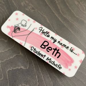 Personalised Hello my name is Pink Bump Print Name Badge