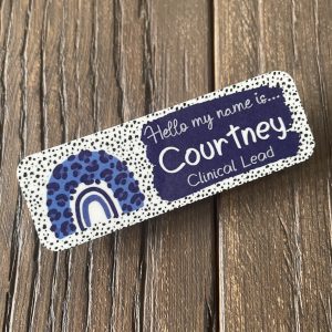 Personalised Hello my name is Blue leopard print Name Badge